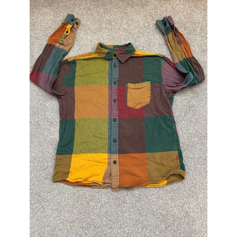 BDG Button Down Shirt Mens Small Multicolor Patchwork Block Excellent Cotton